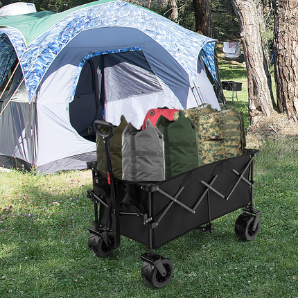 Goplus Collapsible Wagon Cart, Foldable Heavy Duty Utility Wagon with Adjustable Handle - GoplusUS