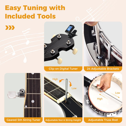 Goplus 5-String Banjo with Remo Drumhead