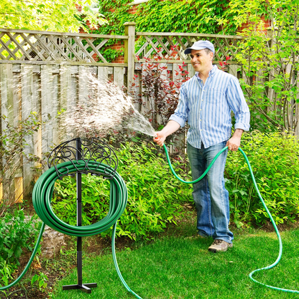 Goplus Garden Hose Holder, Detachable Metal Hose Stand Rack with 3 Anchor Points