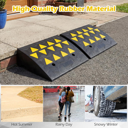 Goplus 2 Pcs Driveway Threshold Ramps with Reflective Triangles (6.3" Rise)