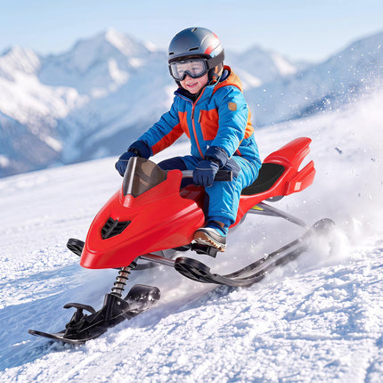 Goplus Snow Racer Sled with Brakes Steering Handle & Tow Ropes