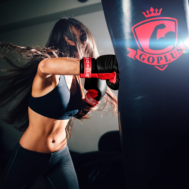 Goplus Punching Bag for Adults, 63LBS Filled Hanging Boxing Bag Set with 12OZ Boxing Gloves & 95" Hand Wraps - GoplusUS