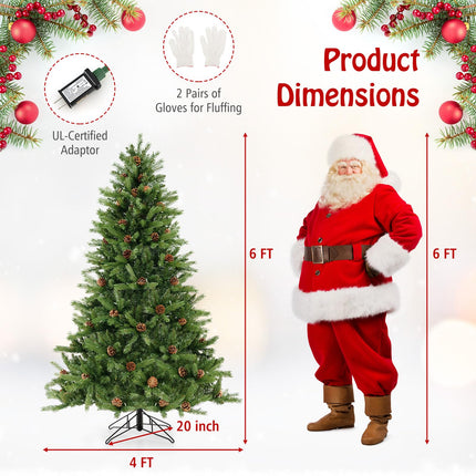 Goplus 6ft 3-Minute-Setup Pre-Lit Artificial Christmas Tree with 360° Quick Power Connector