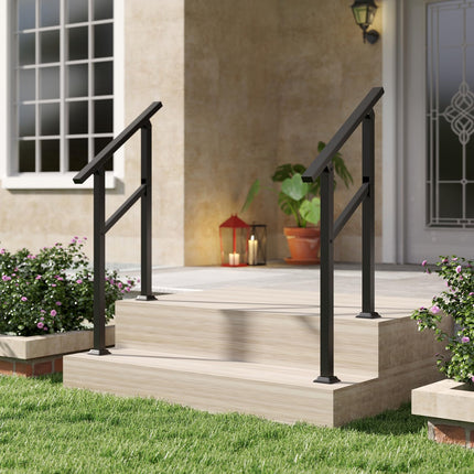Goplus Handrail for Outdoor Steps Metal Hand Rail Fits 0-2 Steps