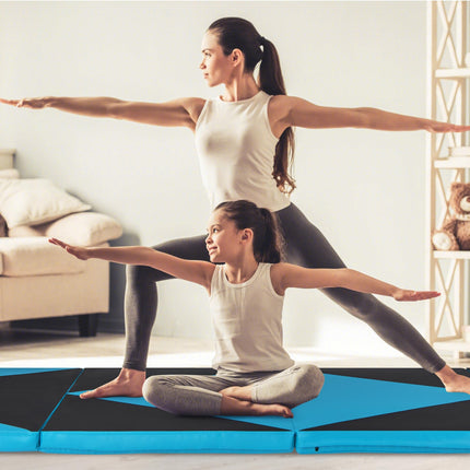 Goplus Folding Gymnastics Mat, 10’ x 4’ x 2’’ Thick Tumbling Mats with PU Leather, Hook & Loop Fasteners