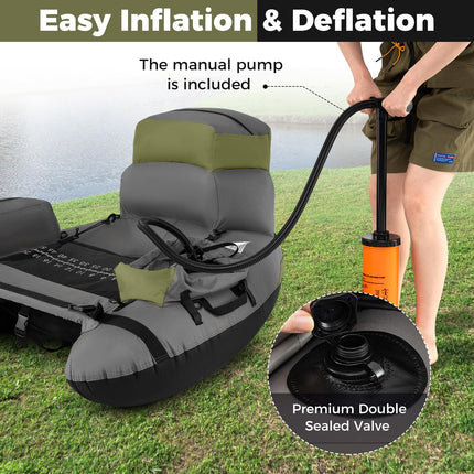 Goplus Fishing Belly Boat w/Fish Ruler Pump Storage Bag Adjustable Straps