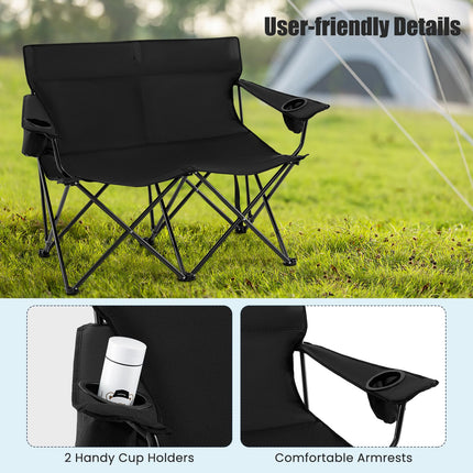 Goplus 2-Person Oversized Double Camping Chair with Armrests & Cup Holders