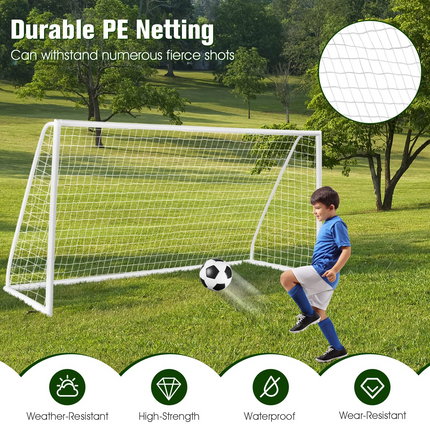 Goplus Soccer Goal, 6FT x 4FT/12FT x 6FT Soccer Net with Strong UPVC Frame, Quick Set-up, High-Strength Netting - GoplusUS