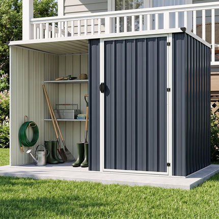 Goplus 7.6 x 4 FT Outdoor Metal Storage Shed w/Lockable Single Door