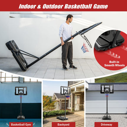 Goplus Portable Basketball Hoop, 10FT Height Adjustable Basketball Goal w/44‘’ Shatterproof Backboard
