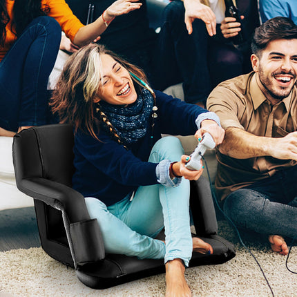 Goplus Stadium Seating for Bleachers, Folding Bleacher Chair with Back Support, 6 Reclining Positions