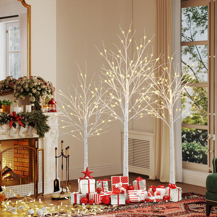 Goplus 4/5/6 FT Pre-Lit Artificial Trees with 216 Warm White LEDs ( Set of 3 )