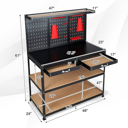 Goplus Work Bench with Pegboard