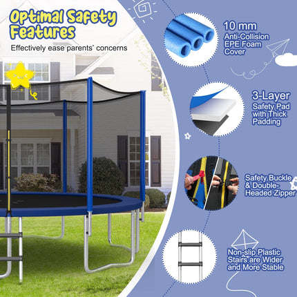 Goplus Outdoor Trampoline, 12FT/ 14FT/ 15FT/ 16FT ASTM Approved Trampoline