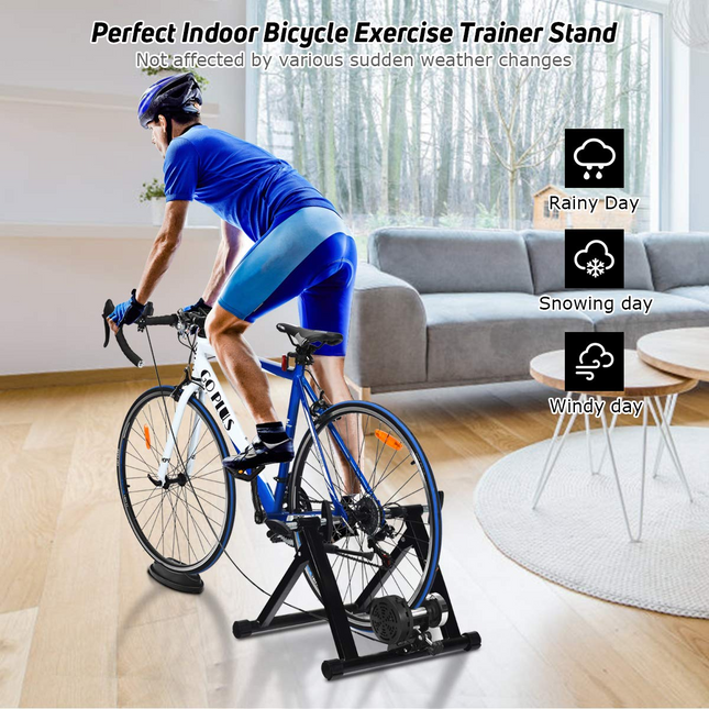 Goplus Bike Trainer Stand, Indoor Magnetic Exercise Bicycle Trainers with 8 Levels Resistance - GoplusUS