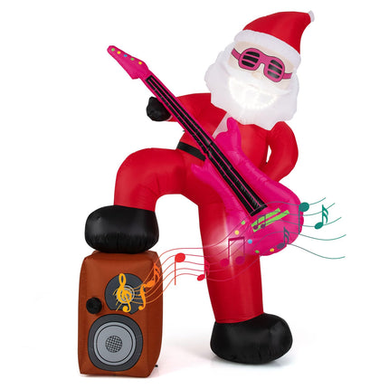 Goplus 8.4FT Rocking Santa Inflatable with Guitar, Pre-lit Xmas Santa w/Music