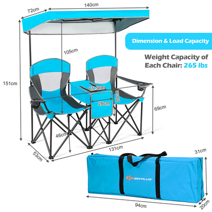 Goplus Double Camping Seat w/Shade Canopy - GoplusUS