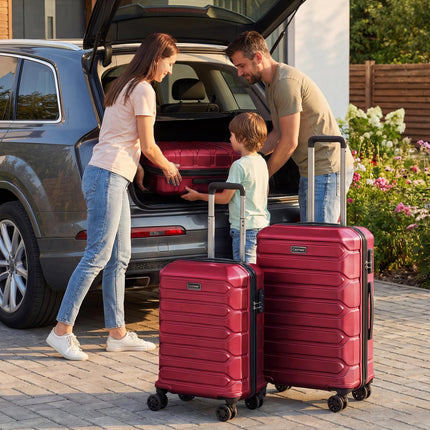 Goplus 3 Piece Cross Stripe Luggage Set with 360° Spinner Wheels & Telescope Handles