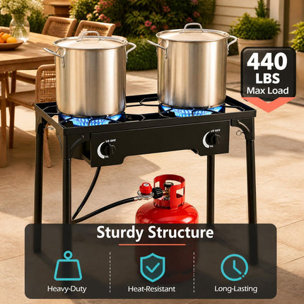 Goplus Outdoor 160,000 BTU High Pressure Dual Burner Gas Stove