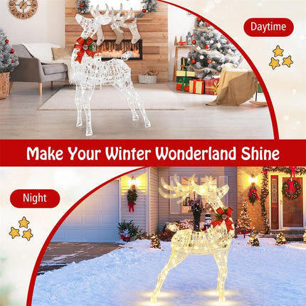 Goplus Lighted Christmas Reindeer | 4.4 FT Pre-Lit Xmas Holiday Decoration