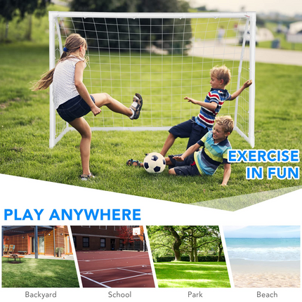Goplus Soccer Goal, 6 FT x 4 FT Soccer Net with Strong PVC Frame - GoplusUS