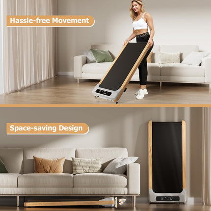 Walking Pad, Wooden Under Desk Treadmill for Home and Office - Goplus