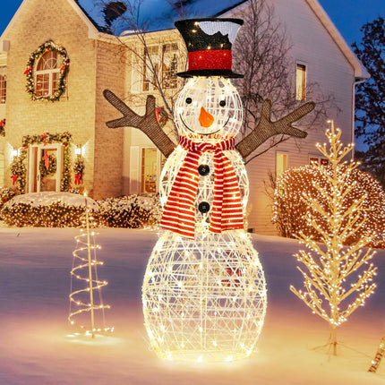 Goplus 3.6 FT Lighted Christmas Snowman with 80 LED Lights