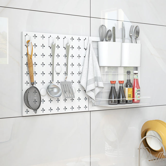 Goplus Peg Board, Metal Pegboard Kit with 2 Pegboard Panels
