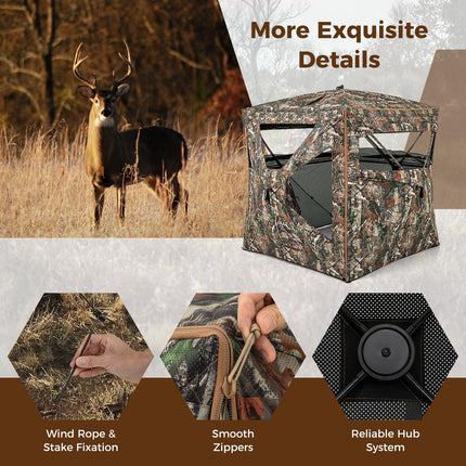 Goplus 3 in 1 Multifunctional Hunting Blind, 360° One-Way See-Through Hunting Tent w/Skylight