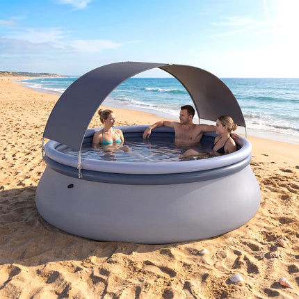 Goplus Inflatable Pool with Canopy Large Round Above Ground Swimming Pool