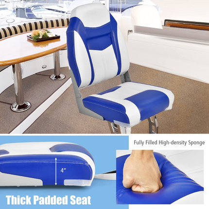 Goplus Low Back Boat Seat, Folding Fishing Seat with Thickened High-density Sponge Padding - GoplusUS