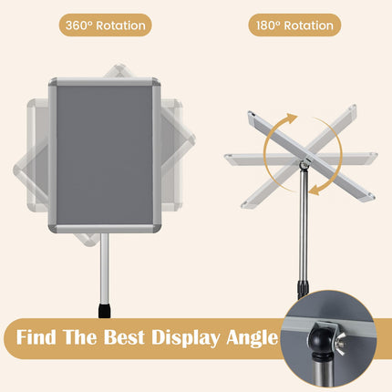 Goplus 11 x 17 Inch Sign Holder Stand with Snap-Open Frame & 360° Rotation