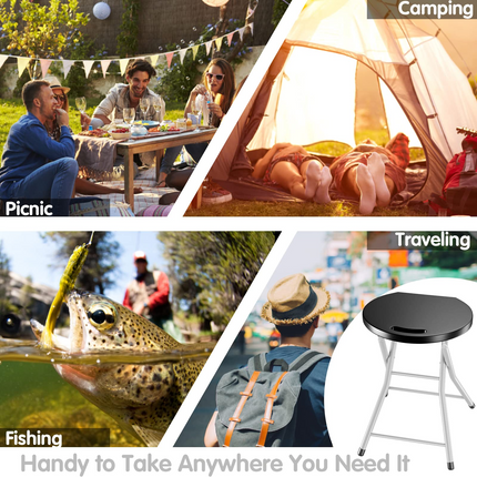 Goplus Folding Stool, 28 inch Foldable Camping Stool for Adults with 330 lb Capacity - GoplusUS