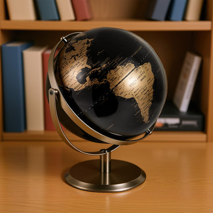 Goplus 9-Inch Metallic Black World Globe | 720° Rotating Earth Globe