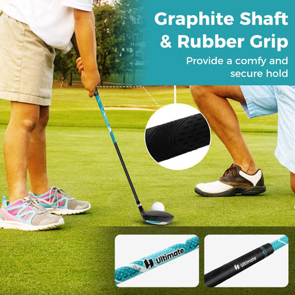Goplus Junior Complete Golf Club Set for Kids, Right Hand Golf Clubs with Stand Bag, Rain Hood