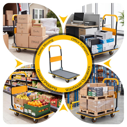 Goplus Folding Platform Cart | Rolling Flatbed Cart Hand Platform Truck (560LBS)