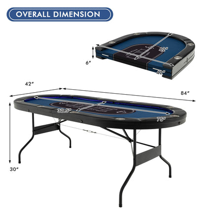 Goplus 84" Foldable Poker Table with LED Lights 10 Players Card Board Game Table