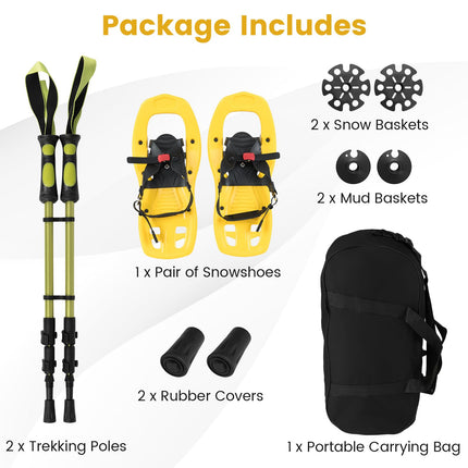Goplus 17" Kids Snowshoes with Telescoping Trekking Poles & Carrying Bag