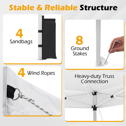 Goplus 10 x 10 FT Pop up Canopy Tent w/ 1 Button Push Sandbags & Roller Bag