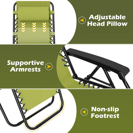 Goplus Zero Gravity Chairs Set of 1/2 Portable Patio Recliners