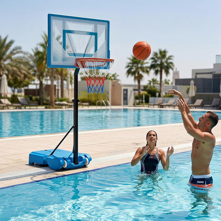 Goplus Pool Basketball Hoop | 3 Levels Height Basketball Goal with 32" Shatterproof Backboard