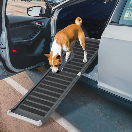 63" Dog Ramp, Foldable Safety Bi-fold Pet Cat Ramp Portable Lightweight Back Seat Ladder for Cars