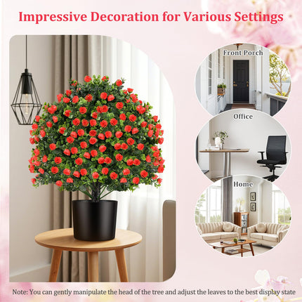 Goplus 21.5’’ Artificial Rose Topiary Ball Tree for Indoor Outdoor