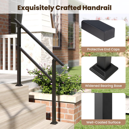 Goplus 330 LBS Staircase Safety Railing Fits 0-3 Steps for Deck Porch Entryway