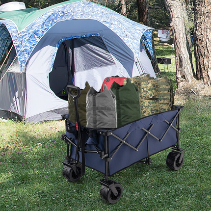 Goplus Collapsible Wagon Cart, Foldable Heavy Duty Utility Wagon with Adjustable Handle - GoplusUS