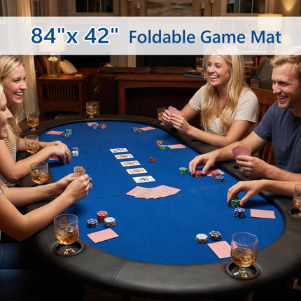 Goplus 84"x42" Foldable Poker Table Top 10 Players w/Cup Holders