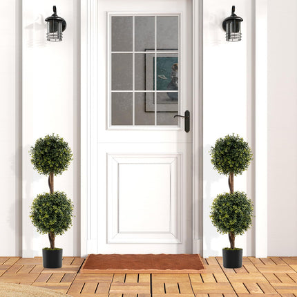 Goplus 3 FT Artificial Boxwood Topiary Trees Outdoor Topiary Ball Tree Set of 2