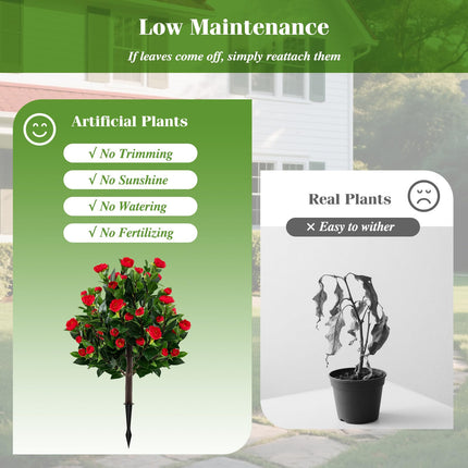 Goplus 31 Inches Artificial Camellia Tree Set Faux Silk Flora Topiary Plants