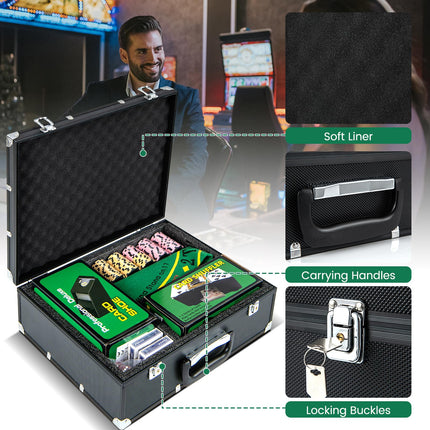 Goplus Poker Chip Set, 300 PCS 14 Gram Clay Poker Chips w/Case, Automatic Card Shuffler