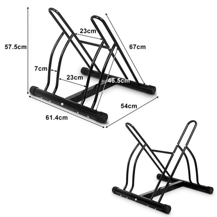 Two Bicycle Bike Stand Rack Cycling Rack Floor Storage Organizer